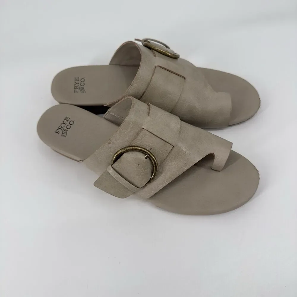 Woman Frye And Co Quincey Sandals Size 8 Medium‎ Gray/Beige tone